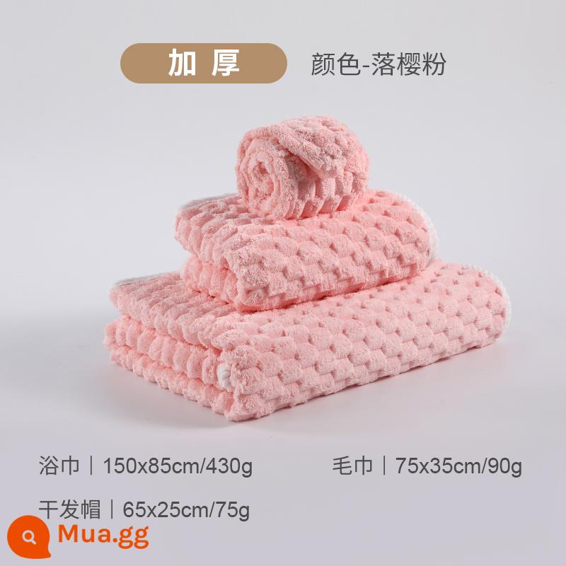 2023 bộ ba mảnh và khăn tắm nam nữ mới thấm hút nước nhanh hơn cotton nguyên chất và không đổ lông - (Luo Ying Fen) Khăn tắm cực lớn + Khăn tắm + Mũ sấy tóc