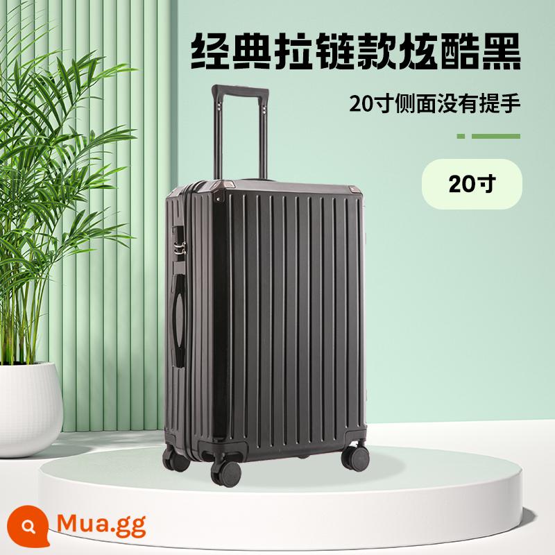 Xiangge Vali 20 Inch Im Lặng Bánh Xe Đa Năng Mật Khẩu Xe Đẩy Vali Khung Nhôm Cao Cấp 24 Inch Lên Máy Bay - Kiểu khóa kéo cổ điển, màu đen ngầu // chống trầy xước và chống mài mòn, đựng nhiều lớp