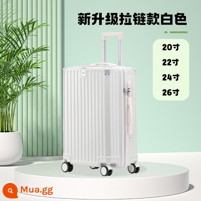 Xiangge Vali 20 Inch Im Lặng Bánh Xe Đa Năng Mật Khẩu Xe Đẩy Vali Khung Nhôm Cao Cấp 24 Inch Lên Máy Bay - L001 Kiểu dây kéo màu trắng // Thanh giằng hợp kim âm thanh nhẹ được nâng cấp