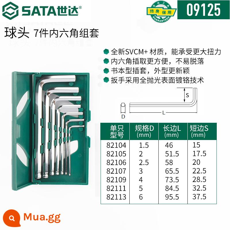 Bộ cờ lê lục giác bên trong hình ngôi sao Tua vít lục giác Dụng cụ lục giác Chìa khóa lục giác bên trong 6 điểm hình hoa mận bên trong lục giác - 09125/đầu bi (chiều dài tiêu chuẩn) 7 cái