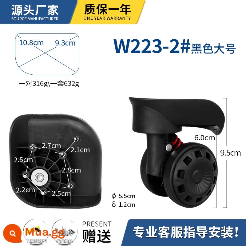 Phụ kiện bánh xe vali đa năng bánh xe đẩy vali bánh xe vali bánh xe thay thế đa năng - Cặp màu đen W223-2 (hai bên trái và bên phải)