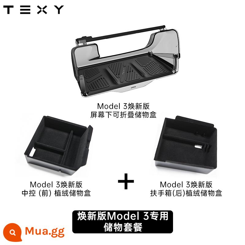 TEXY Tesla hộp lưu trữ màn hình điều khiển trung tâm Model Ya 3 dưới màn hình lưu trữ mô túi phiên bản cập nhật phụ kiện ETC - Dành riêng cho Model 3 phiên bản đổi mới [mặt trước bảng điều khiển trung tâm + mặt sau hộp tựa tay + hộp đựng màn hình]