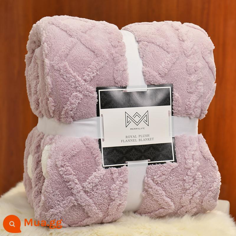 Chăn Sherpa Khăn choàng văn phòng Chăn em bé Ném chăn Taffeta Flannel Chăn Nap Chăn cho giường - Nâng cấp và làm dày thế hệ thứ hai của Nho Tím-Mùa Đông