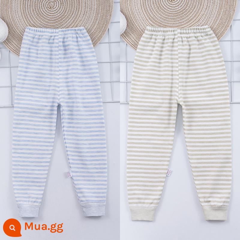 Bộ hai mảnh quần vệ sinh bé trai và bé gái cotton thuần mùa xuân và mùa thu, quần bên trong bó sát và ấm áp cho bé, quần đơn - Xanh lam + xanh lá cây (hai gói giá cả phải chăng)