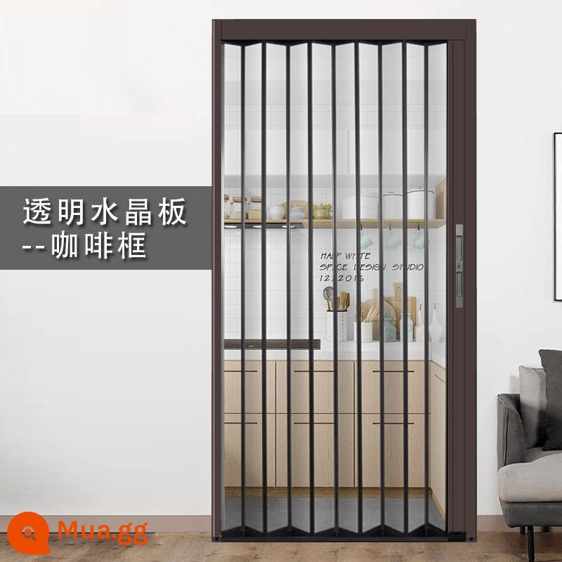 Hợp kim nhôm trong suốt tấm pha lê acrylic cửa trượt vô hình phòng ngủ nhà bếp vách ngăn điều hòa không khí mà không cần đục lỗ - [Tấm pha lê trong suốt/có thể truyền khí/khối dầu] khung cà phê