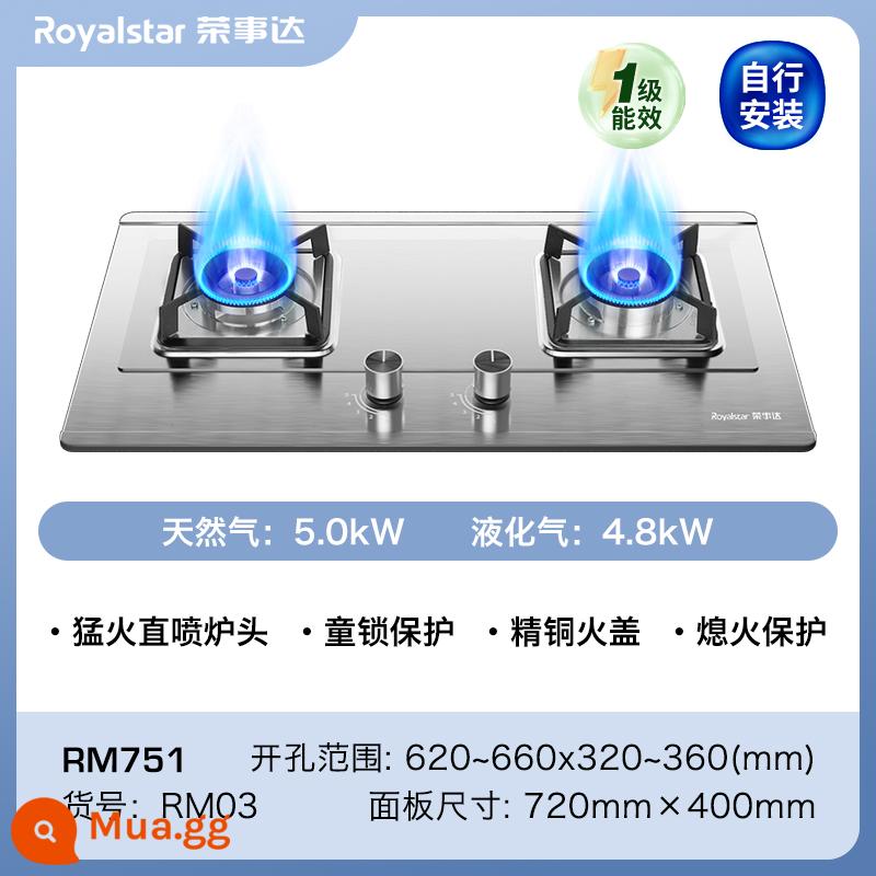 Rongshida Bếp Gas Âm Cổng Đôi Bếp Gas Âm Gia Đình Nhúng Bếp Gas Âm Để Bàn Khí Hóa Lỏng Bếp Lửa Bếp - Được trang bị vỏ chống cháy bằng đồng 5.0kW và bảng điều khiển bằng thép không gỉ ngọn lửa trực tiếp [tự lắp đặt]