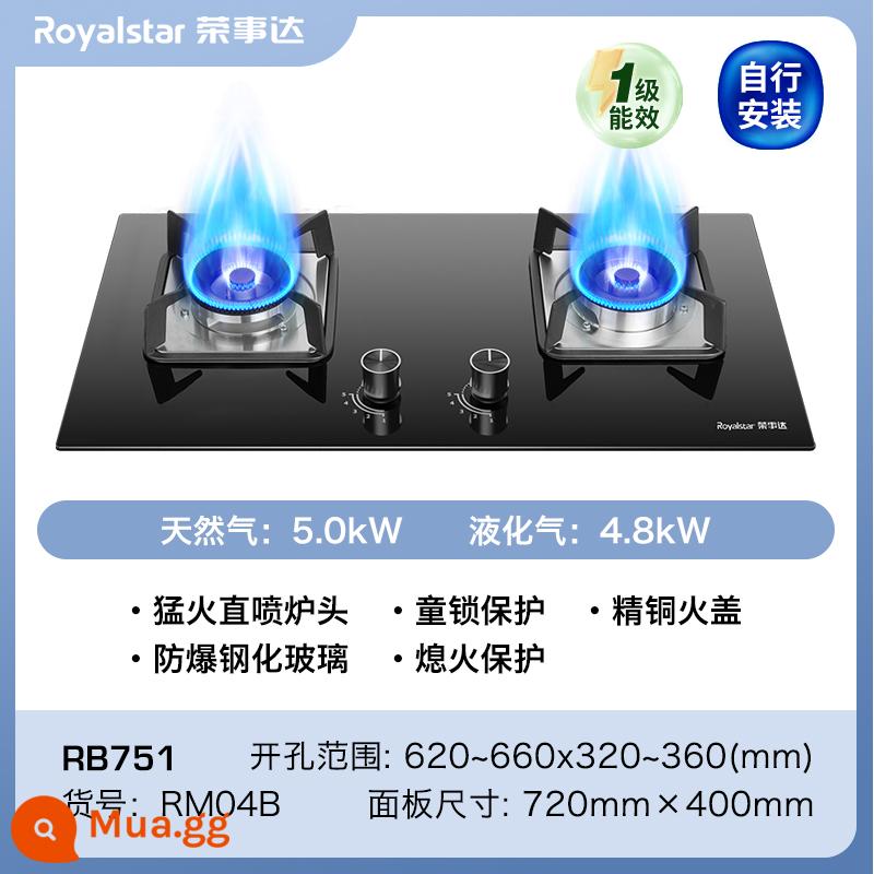 Rongshida Bếp Gas Âm Cổng Đôi Bếp Gas Âm Gia Đình Nhúng Bếp Gas Âm Để Bàn Khí Hóa Lỏng Bếp Lửa Bếp - Phiên bản trung bình 5.0kW nắp đồng chống cháy Kính cường lực trực tiếp [tự lắp đặt]