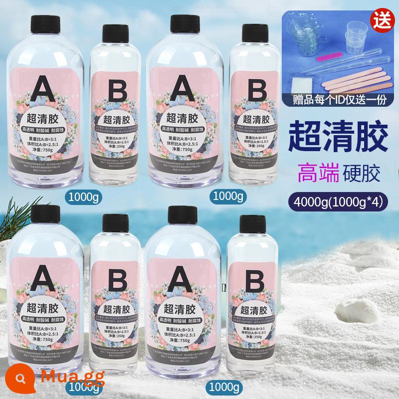 Bennu Pha Lê Keo Trong Suốt Cao AB Keo Nhựa Dính Nhanh Khô Mẫu Khuôn Sông Bộ Bàn Tự Làm Chất Liệu - [Cao cấp 3:1] Keo trong suốt siêu trong 4kg keo cứng + bộ dụng cụ