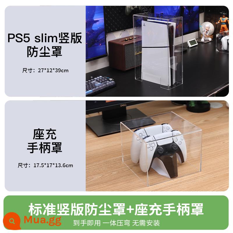 PS5slim phiên bản mỏng che bụi che tản nhiệt máy chủ thích hợp cho máy chơi game Sony bảo vệ acrylic trong suốt phụ kiện ngoại vi vỏ ngang và dọc phổ quát tích hợp chủ đề sáng tạo tay cầm - [PS5 Slim tiêu chuẩn hai mảnh] phiên bản dọc + giá đỡ tay cầm) nắp chống bụi · uốn nóng một mảnh mà không cần cắt tay