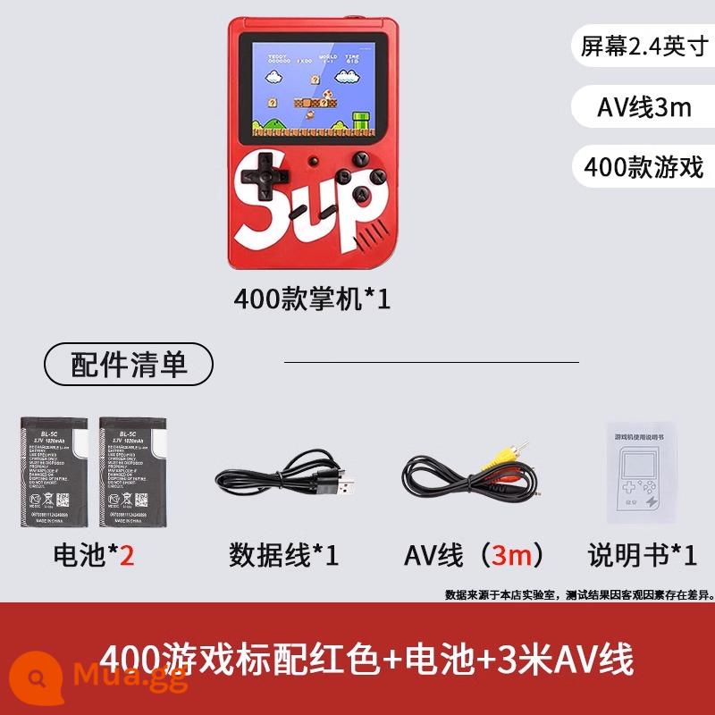 sup mới máy chơi game cầm tay retro cầm tay trẻ em hoài cổ cổ điển Nga psp mini cầm tay kiểu cũ đôi máy chơi game nhỏ Mario Quà tặng ngày trẻ em lòng bàn tay vuông tuổi thơ - 400 game chuẩn đỏ + pin + cáp AV 3m