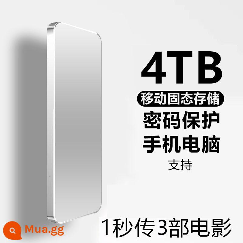 Ổ cứng di động siêu mỏng chính hãng chính hãng 8T tốc độ cao 2000GB dung lượng lớn 1T ổ cứng điện thoại di động máy tính lưu trữ thể rắn - 4TB [Bạc] [Mã hóa an toàn + đọc và ghi tốc độ cao 3.0 + Chip tốc độ cao thế hệ thứ 10]