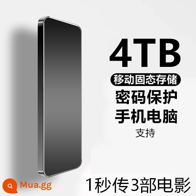 Ổ cứng di động siêu mỏng chính hãng chính hãng 8T tốc độ cao 2000GB dung lượng lớn 1T ổ cứng điện thoại di động máy tính lưu trữ thể rắn - 4TB [Đen] [Mã hóa an toàn + đọc ghi tốc độ cao 3.0 + Chip tốc độ cao thế hệ thứ 10]