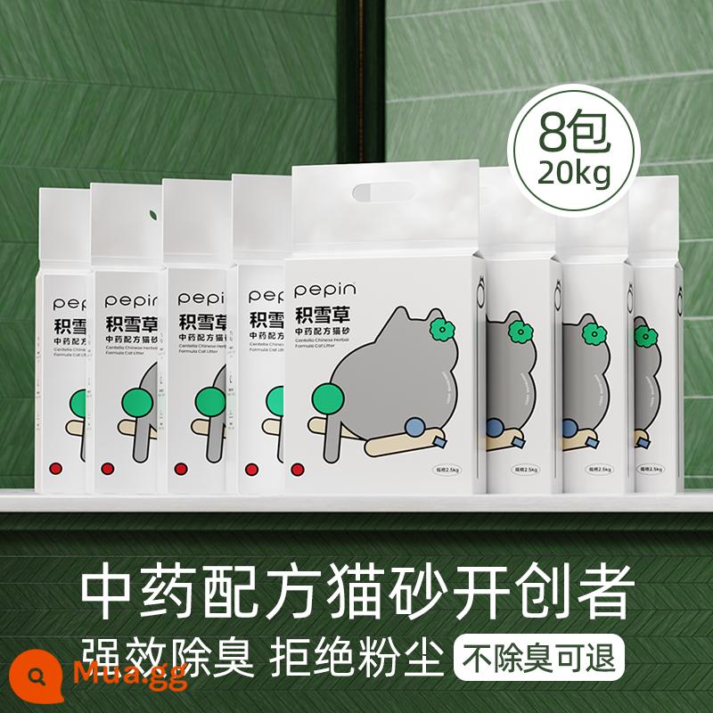 PEPIN y học cổ truyền Trung Quốc hỗn hợp cát vệ sinh cho mèo 2,5kg chất khử mùi không bám bụi kết tụ chặt cát cát không đậu phụ cát bentonite - 8 túi [khử mùi mạnh, kháng khuẩn nguồn] nguyên cây dùng làm thuốc 20kg