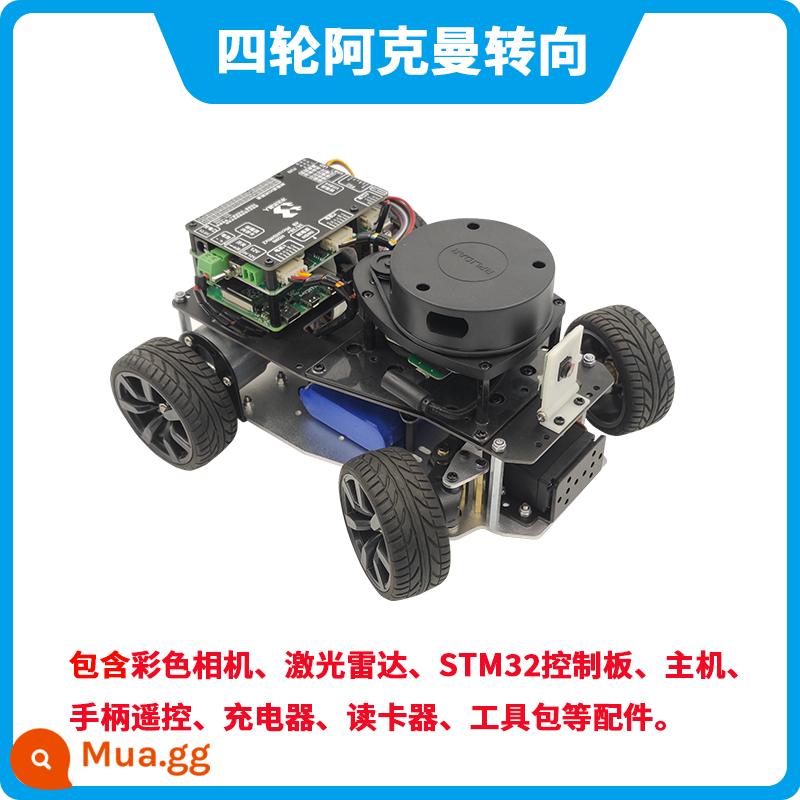 Robot ROS Ackerman quay sang lập bản đồ SLAM điều hướng tự động trí tuệ nhân tạo 4G không người lái lái xe ô tô điều khiển từ xa - Thân đen đen, chân bạc