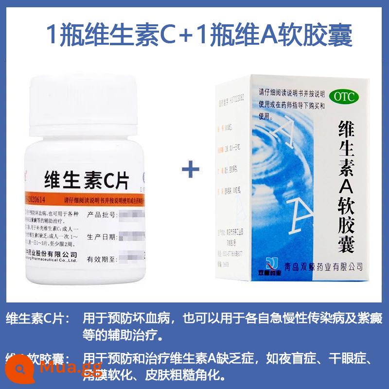 Weifujia Viên Vitamin C Y Tế Viên Vitamin C VC Viên Ngăn Ngừa Bệnh Scurvy OTC Vitamin C Làm Trắng Da Chính Hãng - 0,1g*100 viên x 1 hộp + 1 hộp viên nang mềm vitamin A [lột và nứt]