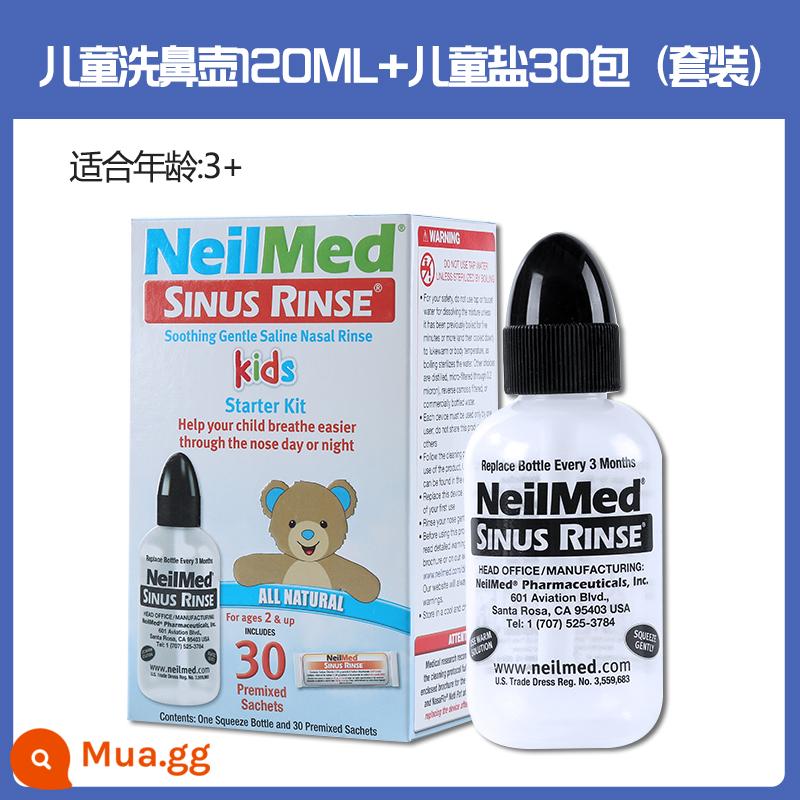 Mỹ neilmed người lớn máy tưới mũi dị ứng đặc biệt muối biển sâu trẻ em muối sinh lý hộ gia đình máy tưới mũi - [Bộ dùng thử rửa mũi cho trẻ em] (Neti Pot 120ML + 30 gói muối trẻ em)