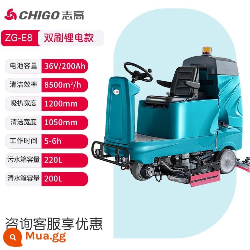 Chigo lái xe máy giặt sàn công nghiệp nhà máy thương mại xưởng máy quét nhà máy quét bất động sản trung tâm mua sắm xe rửa sàn siêu thị - Tư vấn và tư vấn mẫu pin lithium Chigo E8 [loại lái xe] và giá rẻ