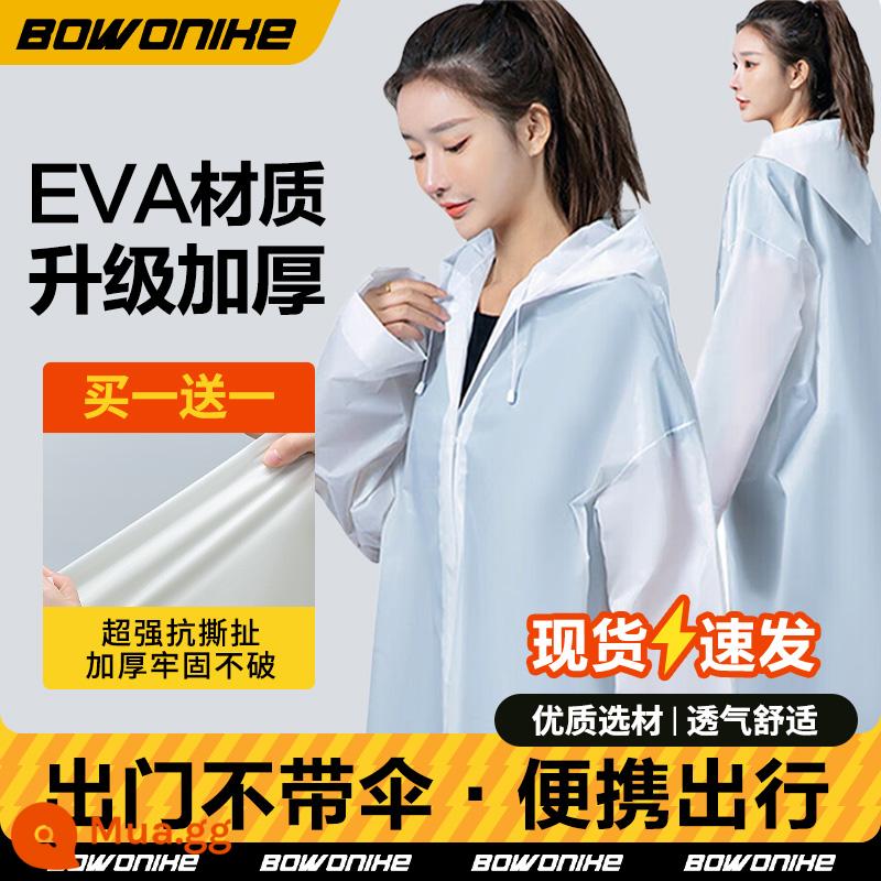 Áo mưa poncho dành cho nam và nữ dành cho người lớn không dùng một lần của Bovonik áo khoác dài thông thường không thấm nước áo mưa đặc biệt dành cho nữ - [Trắng dày] Mua một tặng một, tổng cộng 2 chiếc, kiểu dáng mới