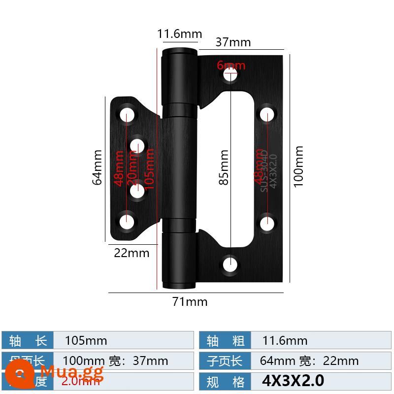 Bản lề mẹ chồng bằng thép không gỉ Cửa chịu lực cửa gỗ Bản lề 4 inch 5 inch Cửa đệm gấp lá lỏng mở và đóng - Mẹ trong dòng 4 inch thép không gỉ màu đen sang trọng [2.0]