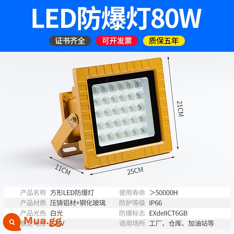 Yaming LED đèn chống cháy nổ trạm xăng nhà xưởng nhà máy hóa chất chống ăn mòn chống nước chống cháy nổ không cần bảo trì đèn pha - 80 watt - chống cháy nổ, cấu hình cao và điện áp rộng - chất lượng kỹ thuật - chống xung và chống đột biến - không cần bảo trì