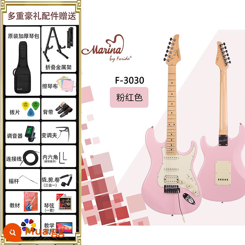 Đàn guitar điện Farida F5020 F5050 dành cho người mới bắt đầu, người lớn và trẻ em - F3030-PK hồng + trọn bộ phụ kiện + khóa học