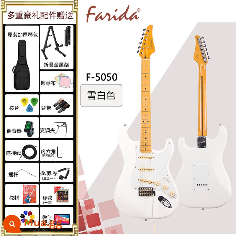 Đàn guitar điện Farida F5020 F5050 dành cho người mới bắt đầu, người lớn và trẻ em - F5050-WH Bông Tuyết Trắng + Trọn Bộ Phụ Kiện + Khóa Học