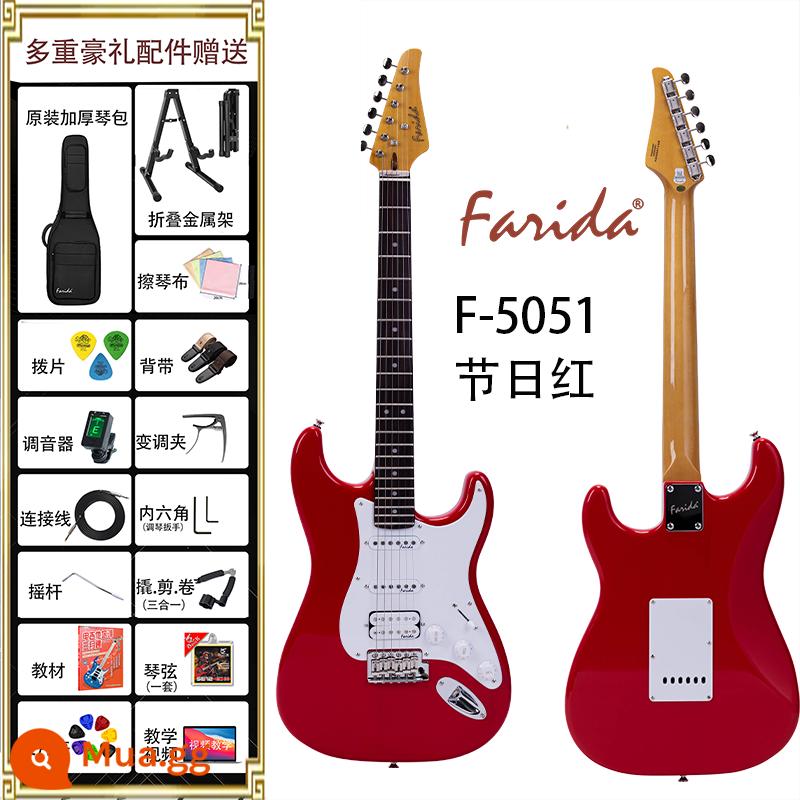 Đàn guitar điện Farida F5020 F5050 dành cho người mới bắt đầu, người lớn và trẻ em - F5051-FRD màu đỏ ngày lễ + trọn bộ phụ kiện + khóa học