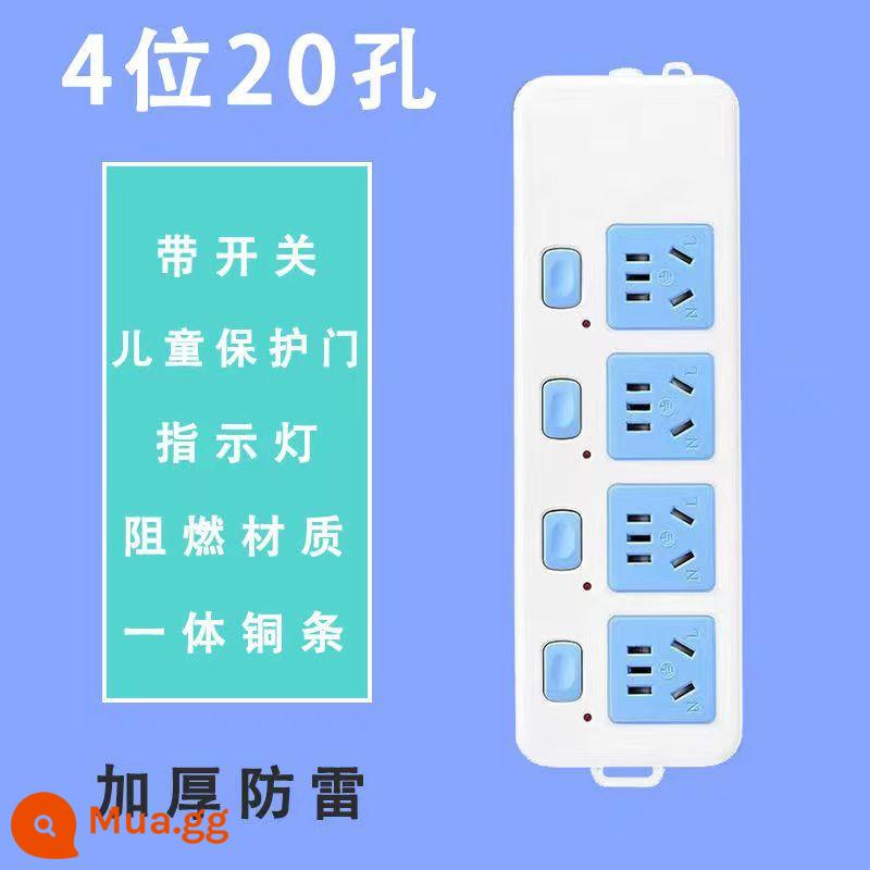 Dải cắm bằng đồng nguyên chất không dây Bảng cắm công suất cao không dây Dải cắm tự nối dây Ổ cắm công tắc điều khiển phụ đa chức năng xốp - Không dây [tự nối dây] _ Ổ cắm đồng nguyên chất 20 lỗ (công tắc riêng) chống sét và chống rơi