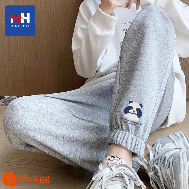 Quần nhung Tangshi MH dành cho nữ xuân thu đông 2024 mới phong cách hot Quần legging trắng nhạt thể thao giản dị quần cotton dày X - [Phong cách Xuân Thu] Heather Grey (chỉ số phía trước bên trái của quần Panda Xiansen)