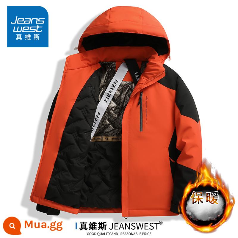 Jeanswest Áo Khoác Áo Khoác Nỉ Nam Mùa Thu Đông Rời Làm Dày Nam Quần Áo Cotton Ấm Áo Khoác Cotton - JX-YFMY8900 màu cam đen