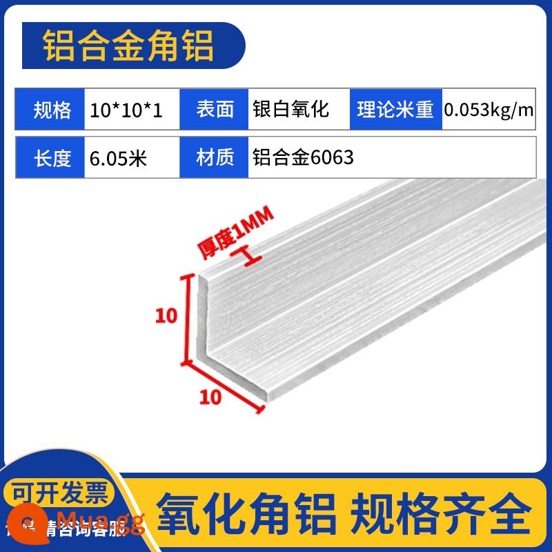 Nhôm góc 6063 Hình chữ L Góc hình tam giác Sắt Mặt không bằng nhau Nhôm góc phải Thép góc Nhôm gia công 90 độ Góc hợp kim Nhôm - 10*10*1 (1 mét)