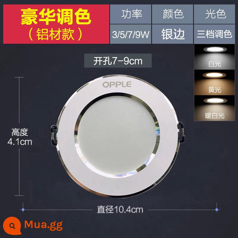 Op Chiếu Sáng Đèn LED âm trần nhúng siêu mỏng 4W 3 màu mờ đèn đơn đèn đồng trần phòng khách lỗ ánh sáng - Cạnh bạc [làm mờ ba màu] 7-9CM [đường kính bề mặt đèn] 10,4CM