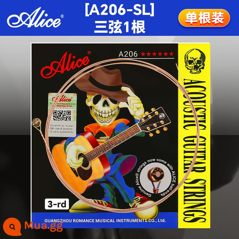 Bộ dây đàn guitar Alice 6 dây đàn guitar acoustic dân gian Bộ dây đơn A206 dây thứ hai và thứ ba - A206-SL1 3 dây (không có quà)