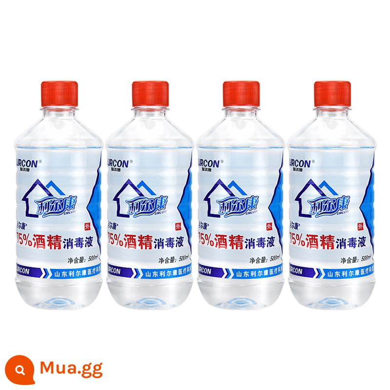 Lierkang 75% cồn 500ml chất khử trùng 75 độ khử trùng y tế vết thương da trong nhà chai lớn ethanol - [4 chai] Cồn y tế 75% (có kèm tăm bông)