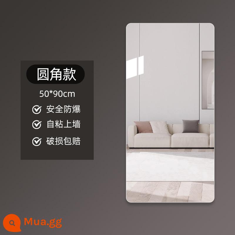 Gương mềm treo tường Gương toàn thân acrylic tự dính độ nét cao tại nhà trang điểm phòng ngủ bé gái Gương dài treo tường - Mẫu góc tròn 50*90cm [gương bán thân]