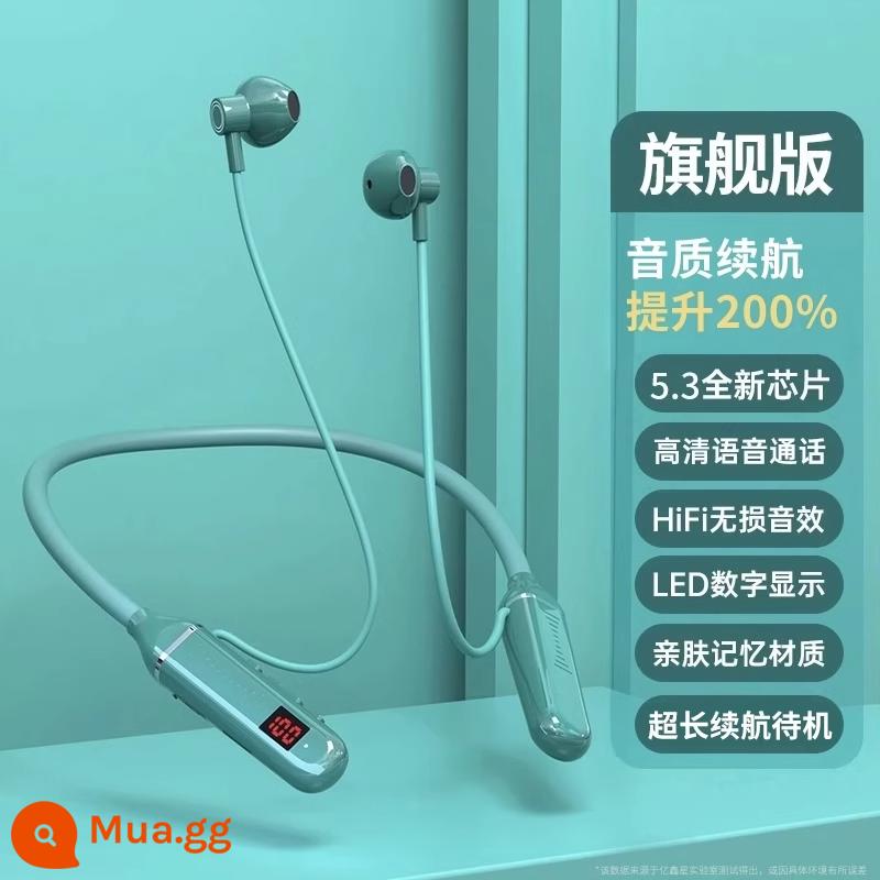 Tai nghe Bluetooth đeo cổ true wireless mới 2023, pin cực lâu, thích hợp chơi thể thao và chạy bộ, chính hãng Huawei và Xiaomi - Phiên bản hàng đầu Xanh ngọc lục bảo [Chất lượng âm thanh và thời lượng pin được cải thiện 200%★Chất lượng âm thanh không bị méo tiếng★Bảo hành ba năm★Có thể lắp thẻ nhớ]