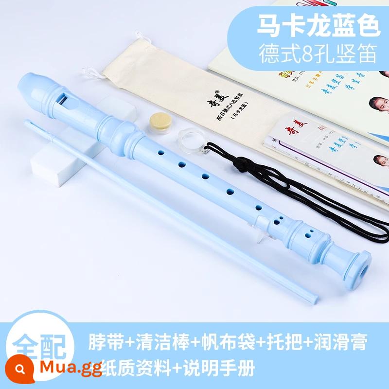 Máy ghi âm Chimei Nhạc cụ sáo 8 lỗ 6 lỗ âm vực cao 8 lỗ 6 lỗ của Đức dành cho học sinh tiểu học, sáo 8 lỗ 6 lỗ dành cho trẻ em mới bắt đầu - Mới [Phong cách Đức] Maca xanh 8 lỗ + túi vải + giấy thông tin