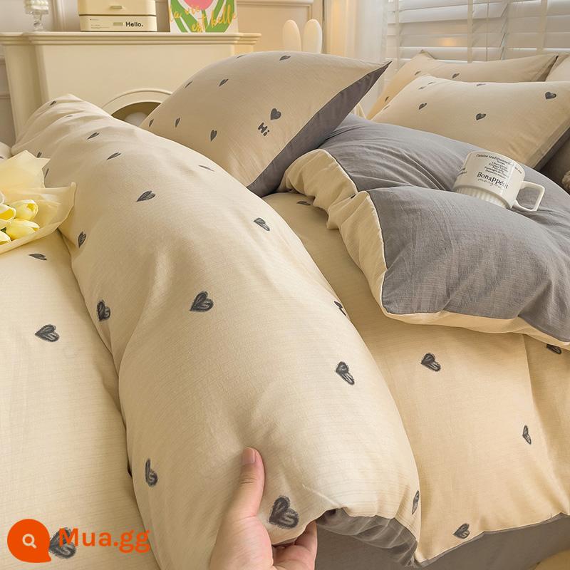 Loại A 4 bộ đồ giường siêu mềm chăn bông jacquard bốn mảnh ký túc xá sinh viên Bộ giường ba mảnh sợi bông hai lớp Xiaozhu - [Sợi hai lớp cotton-Morrie loại A]