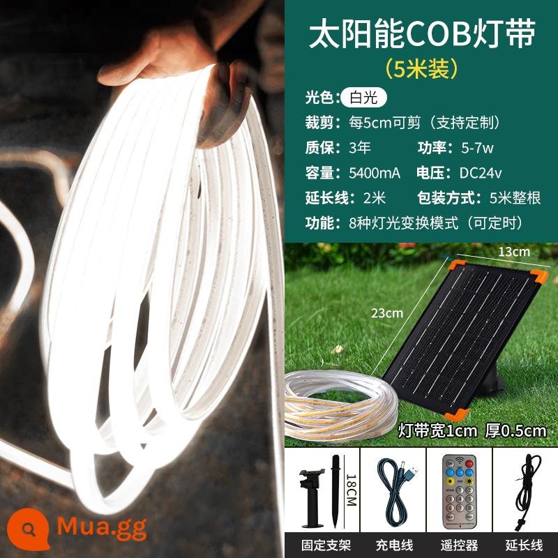 Đèn năng lượng mặt trời COB mới với đèn LED siêu sáng ngoài trời không thấm nước sân vườn biệt thự ban công ánh sáng bầu không khí - [Điều khiển từ xa 8 chế độ chống nước và sáng] 1600 đèn-5 mét ánh sáng trắng COB năng lượng mặt trời + USB hai lần sạc