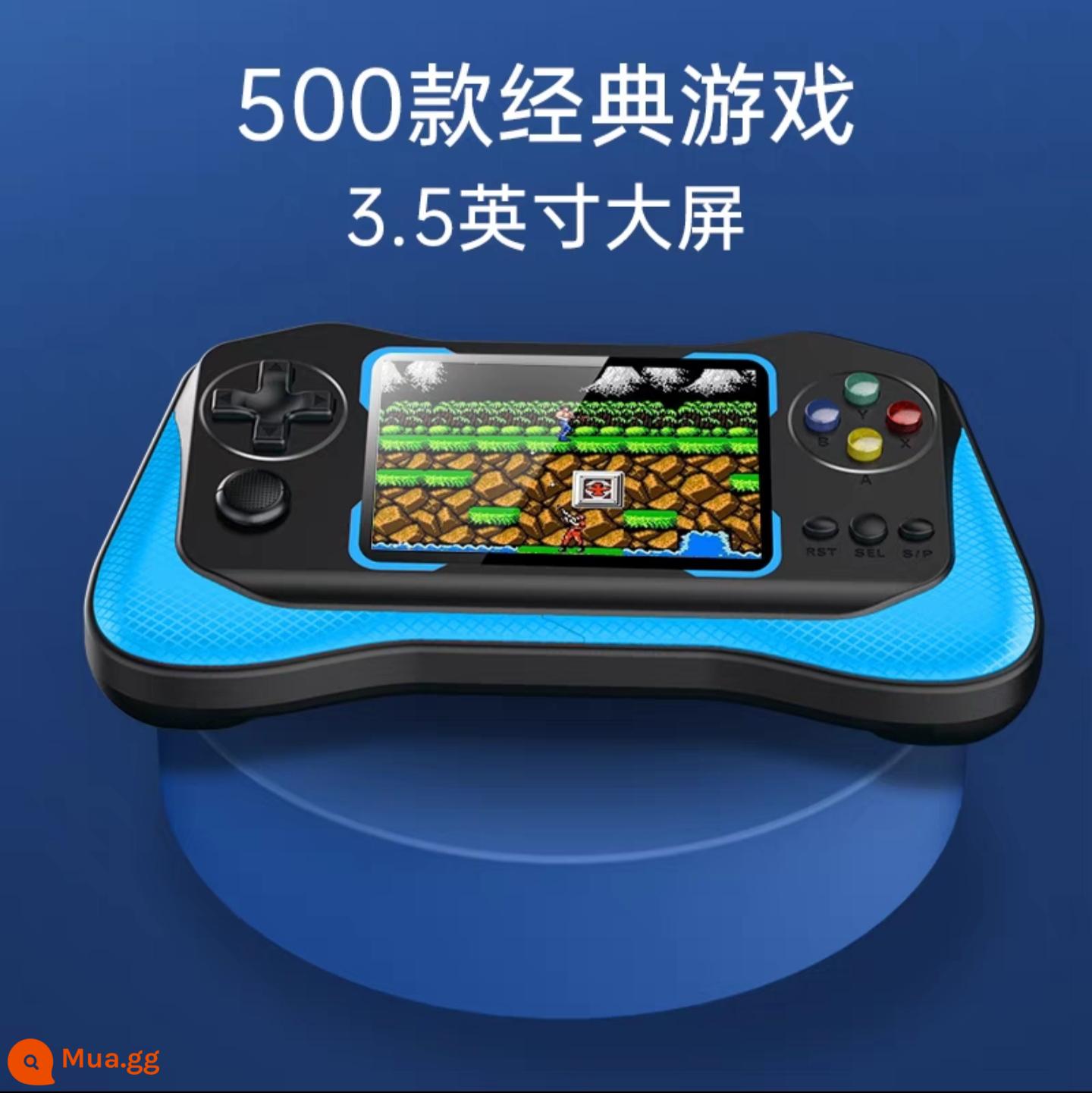 Máy chơi game rocker hoài cổ mới cổ điển cầm tay đơn và đôi cầm tay nhỏ có thể sạc lại Super Mario FC cầm tay - Mẫu đơn màu xanh thuần khiết (màn hình 3,5 inch HD 500 trò chơi)