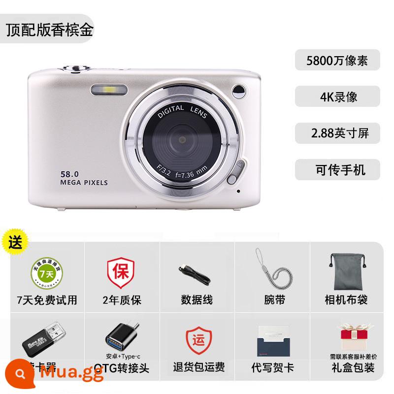 Sinh Viên Máy Ảnh Kỹ Thuật Số Retro Ccd Khuôn Viên HD Du Lịch Nhỏ Camera Vlog Mục Từ Cấp Thẻ Máy Quà Tặng - Phiên bản hàng đầu màu vàng sâm panh [có thể quay video và chuyển sang điện thoại di động] 20 bộ lọc với điểm ảnh tốt hơn + màn hình 2,88 inch