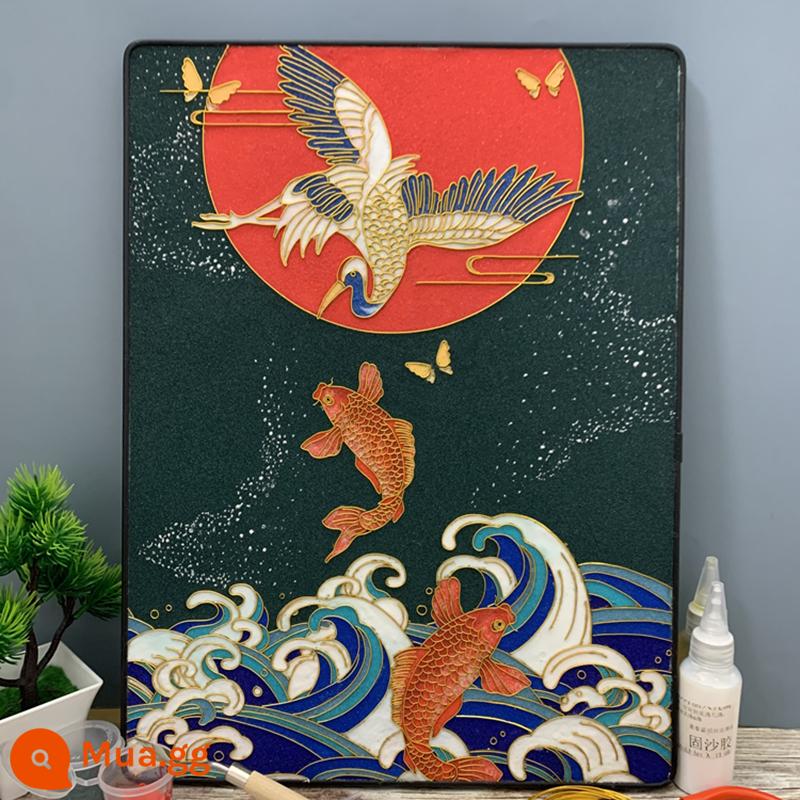 Guo Chaoxian Crane China China Phong cảnh Thái Lan Silk Lụa LIY Gói vật liệu Handmade Chất liệu không được vào khuôn viên trường - Bao bì chất liệu Nishikigoi Maizuru 21*30cm