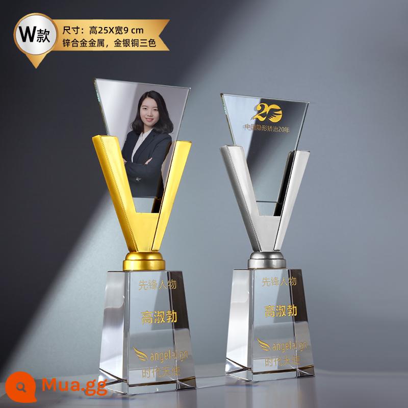 Crystal Trophy Màu sắc tùy chỉnh hình ảnh Championship Trophy Thiết kế sáng tạo Công ty sản xuất Huy chương nhân viên xuất sắc - Loại W (vàng, bạc và đồng)