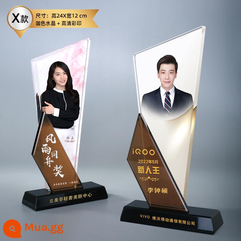 Crystal Trophy Màu sắc tùy chỉnh hình ảnh Championship Trophy Thiết kế sáng tạo Công ty sản xuất Huy chương nhân viên xuất sắc - Đề xuất người mẫu nóng bỏng X