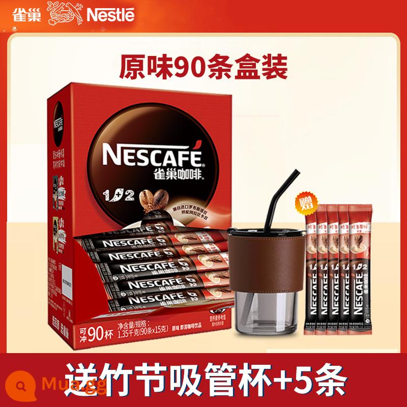 Nestle Nestle 1+2 Original Coffee Bột Cà Phê Hòa Tan Sảng Khoái 3 Trong 1 100 Hộp Hàng Chính Hãng - Hương Vị Nguyên Hộp 90 Hộp [Gửi Cốc Rơm Tre + 5]