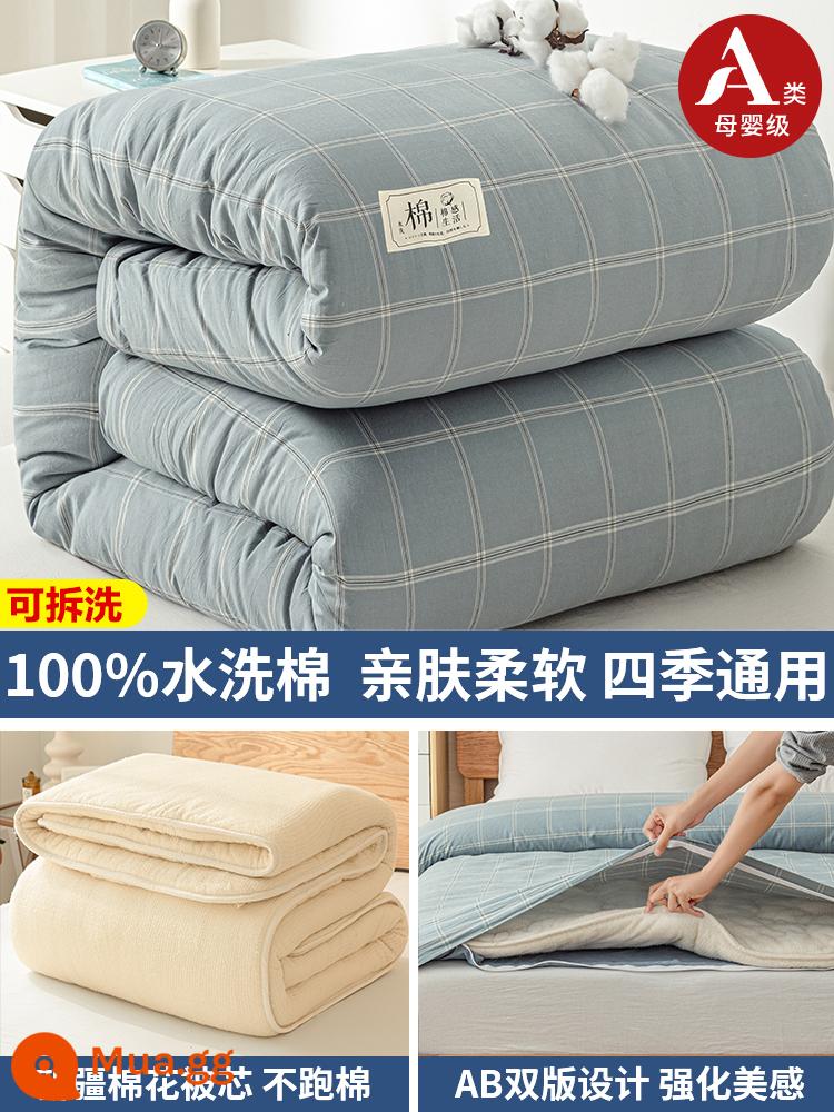 Vỏ chăn đơn cotton trẻ em ký túc xá sinh viên đơn vỏ chăn 150x200x230 riêng vỏ chăn 1.5 tờ - sọc xanh