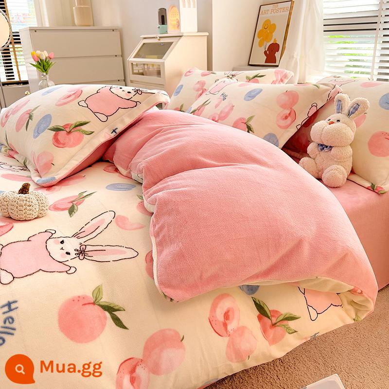 Mùa đông dày sữa nhung giường 4 mảnh 2 mặt nhung san hô vỏ chăn flannel Plus nhung 3 bộ giường ngủ - Taotaotu [nhiệt độ không đổi + khóa ấm + không tĩnh điện]