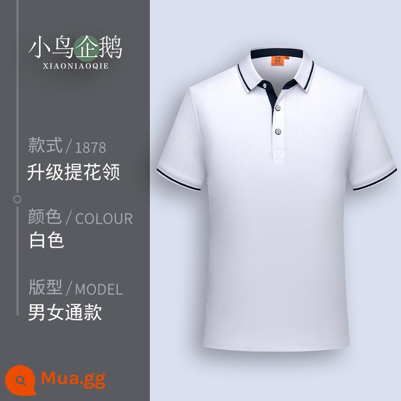 Quần áo làm việc tùy chỉnh T-shirt quần áo làm việc tùy chỉnh-thực hiện đội mùa hè cotton văn hóa quảng cáo áo POLO ngắn tay in LOGO - D trắng