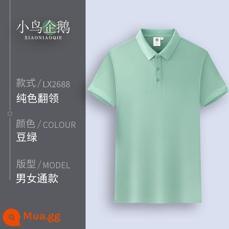 Quần áo làm việc tùy chỉnh T-shirt quần áo làm việc tùy chỉnh-thực hiện đội mùa hè cotton văn hóa quảng cáo áo POLO ngắn tay in LOGO - Đậu xanh G