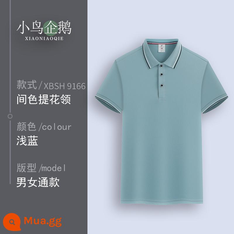 Quần áo làm việc tùy chỉnh T-shirt quần áo làm việc tùy chỉnh-thực hiện đội mùa hè cotton văn hóa quảng cáo áo POLO ngắn tay in LOGO - B màu xanh nhạt